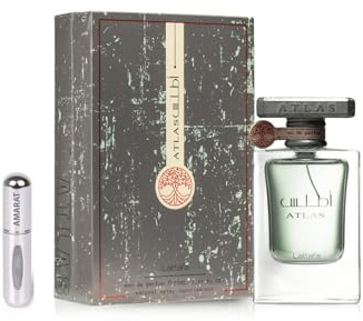 Lattafa Atlas Eau de Parfum, 55 ml, arabisches Parfüm, Unisex, langanhaltend, inklusive nachfüllbarem Zerstäuber, 5 ml, frischer und raffinierter Duft mit Meeresnoten, Iris und Bernstein (Atlas)