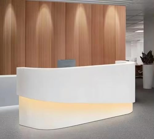 Receptionsskrivbord 203 cm främre räknare med dold vit LED-belysning för salong kontor detaljhandel lobby kassan