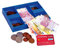 Tanner - Der kleine Kaufmann DEKO Geldkassette mit Eurospielgeld (Kaufladenzubehör, aus Kunststoff, Geld für Kaufladen) 0209.6