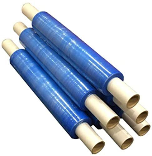 Rollo de film transparente Realpack® 1x 2x 3x 6x para embalaje con carrete extensible, film fuerte y retráctil, tamaño 400 mm x 300 m -, color azul 300m