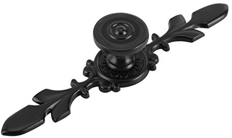 Fdit Set of 4 Vintage Style Pull Handle Door Knobs Back Plate for Home Furniture Drawers Cabinets Wardrobes Cupboard Cabinet with Screw Black