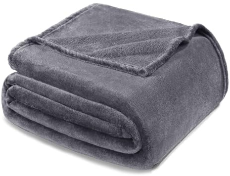 Exclusivo Mezcla Large Soft Fleece Twin Size Blanket for Bed, Dark Grey | 230x168 CM, Double-Sided Brushed Flannel Bed Blanket, Lightweight Plush Cozy Bed Throw for Bedroom, Machine Washable
