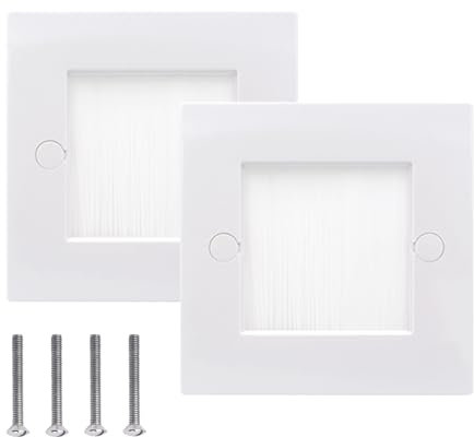 LEENUE Brush Wall Plate,Cable Pass Through Insert for Wires, Single Gang Cable Brush Plate, Brush Wall Socket for HDTV, HDMI, Home Theater Systems, White 2 Pack