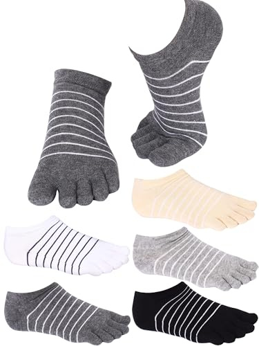 Sintege 5 Pairs Toe Socks Women Separated Ankle, Stripe, Classic Colors