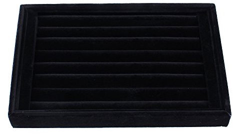 Vassoi per gioielli, velluto Jewelry Organizzatore anelli portaoggetti cassetto vassoio anelli manicotto display slot custodia supporto regalo organizer collane set scatola espositore nero