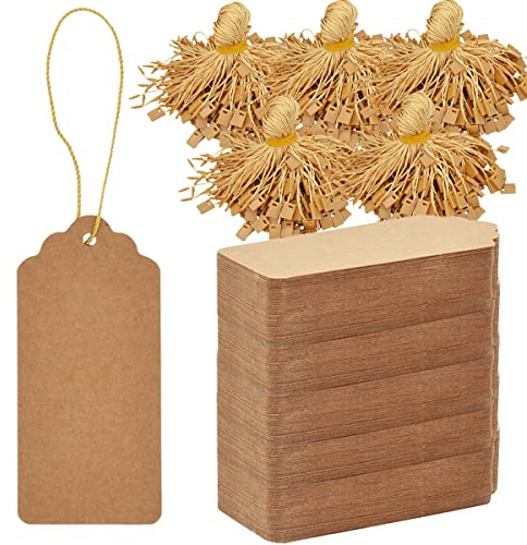 1000 PCS Kraft Paper Hanging Tags - Brown, Large, Ideal for Clothing & Gifts