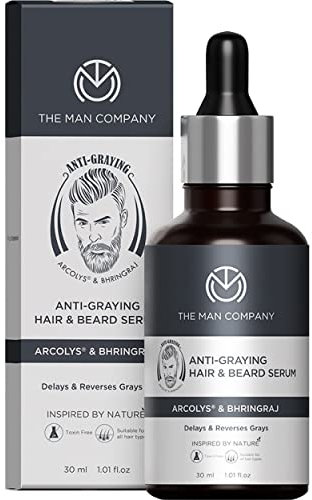 The Man Company Anti-Graying Hair & Beard Serum for Men|Enriched with Bhringraj & Arcolys|Delays & Reverses Grays|Nourishes & Adds Shine|Promotes Melanin Production|Toxin-Free|All Hair Types -30 ml