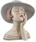 GILDE Deko Skulptur Figur Lady - mit Hut rote Lippen - Dekoration Badezimmer Wohnzimmr - Höhe 18 cm - weiß Creme