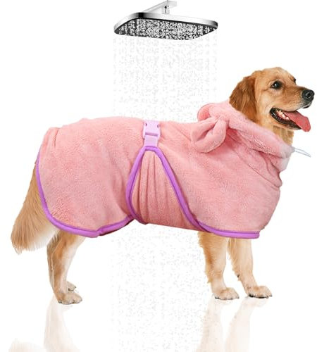 WUFANC Hundebademantel Super Saugfähig, Schnell Trocknend, Verstellbare Schrumpfbänder Gewährleistet einen Bequemen Sitz des Bademantel Hund, für Große, Mittlere und Kleine Hunde (XL)