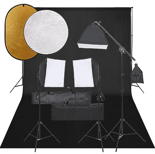 LAPOOH Fotostudio-Set mit Beleuchtung, Hintergrund und Reflektor, Fotostudio Set, Fotohintergrund, Hintergrund Fotostudio, Fotohintergrund Set, Fotohintergrund Ständer, Foto Hintergrundsystem,