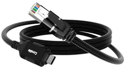 USB C to Ethernet Cable 10 FT, Type C to RJ45 Network Internet LAN Adapter, Gigabit, Braided, Directly Connected, Thunderbolt 4/3 Compatible with MacBook Air/Pro, XPS, iPhone 15 Series, Galaxy S24