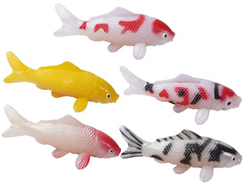 QianShi 5pcs Fake Fish Aquarium Fish Figurine Plastic Goldfish Figures Realistic Artificial Fish Statue Koi Fish Decor Pond Fish Tank Decorations Accessories Garden Ornaments Props