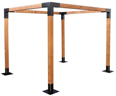PRIMARIO GRANDE Pergola Holz - Pavillon 2x4 aus Skandinavischer Fichte - Gartenpavillon Höhe von 220 cm - Garten Pergola aus Pulverbeschichtetem Stahl - Gartenlaube für Garten, Terrasse (Tick)