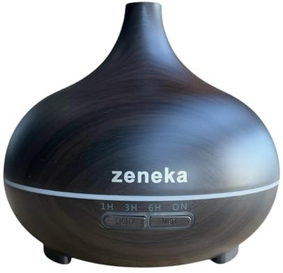 Difusor de aceites Esenciales 500ml – Humidificador Ultrasónico LED 7 Colores, Silencioso – Aromaterapia con Aceites Esenciales, Apagado Automático – Diseño Madera Oscura