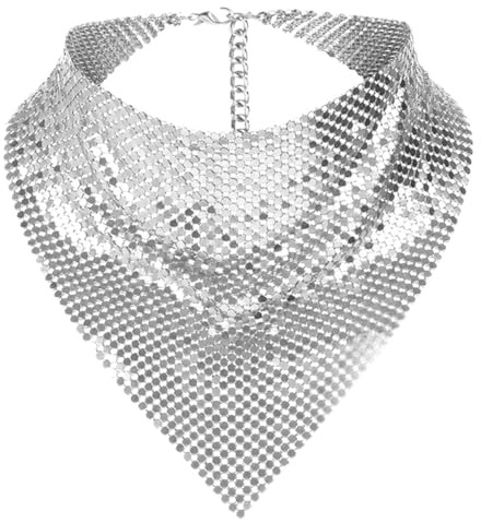 Pjeghbvop Pañuelos Brillantes Para Fiesta Bufanda Metálica Punk Cuello Mujer Corbata De Cuello A Traje De Fiesta Discoteca Pañuelo Unisex Punk
