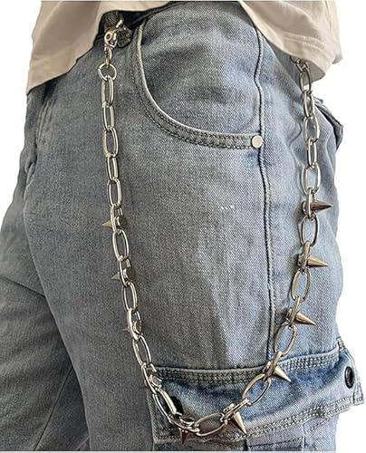 Medrialife Kette Für Hose, Hosenkette, Schlüsselanhängerkette, im Punk- und Hip-Hop-Stil, Wallet Chain geeignet für Männer und Frauen, Silberfarbe