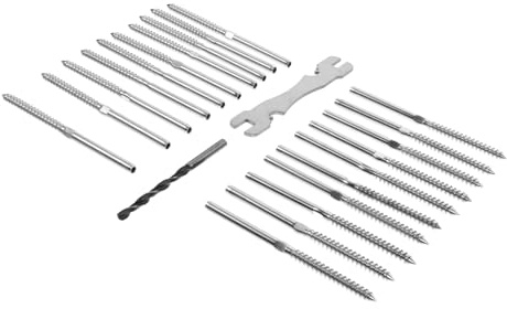 SHINEOFI 20piezas Tornillos Rectos Para Madera De Alta Resistencia Acero Tornillos y Derecho Para Sistemas De Barandilla De Cable De Terrazas