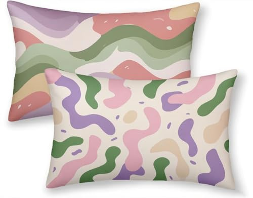 Funda Almohada 60x80, Lila Funda Cojin Rectangular Pack 2, Fundas Almohadas Sencillez Patrón Doble Cara, Lino Cojines Sofa con Cremallera Invisible para Decoración Home Otoño Cama, Regalo -ly250834