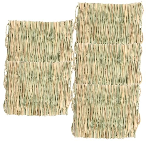 Gadpiparty Alfombrilla para Mascotas Pequeñas de Paja Tejida, 5 Unidades Tamaño Pequeño, Estera Cálida y Transpirable para Conejos, Hámsteres y Cobayas, Cama y Nido Natural para Jaula, Uso