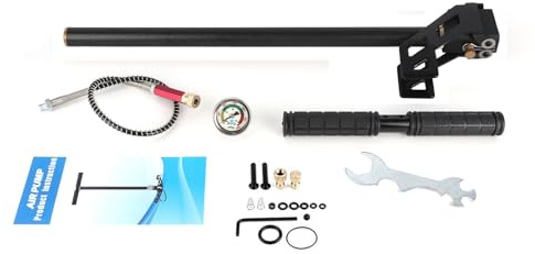 Akozon Pompa Manuale Ad Alta Pressione in Acciaio Al Tungsteno da 0‑6000 Psi - Pistola Ad Aria Compressa PCP a 3 Stadi e Gonfiatore per Pneumatici per Palloni, Barche e Biciclette