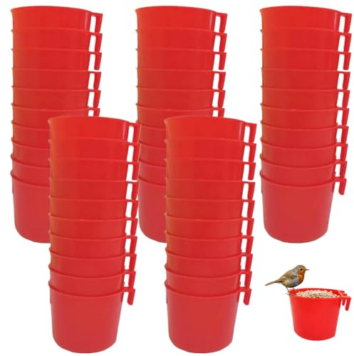 Suministros para Pollos, Suministros para gallos, 50 comederos de plástico para Palomas, comedero para Pollos Colgante, fácil de Quitar, alimentación y riego para Mascotas, Loros, periquitos, Aves de