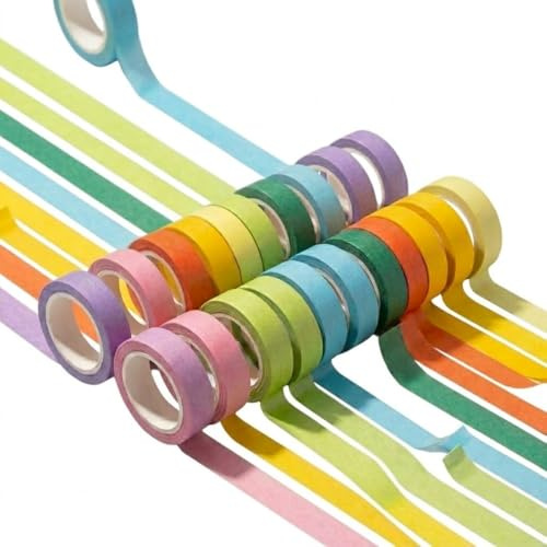 TSUOUKL Set med 20 rullar halvtransparent färgglad självhäftande tejp (2 set med 10 rullar, slumpmässiga färger), bokmärken för böcker, perfekt för skola, studier, anteckningar och dekoration