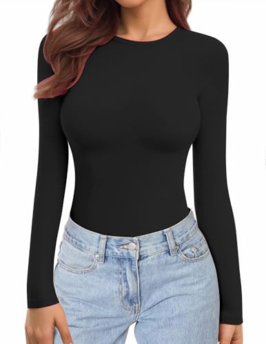 Ekouaer dam 3-pack långärmad skjorta undertröja lager te varm termisk topp slim fit basic toppar