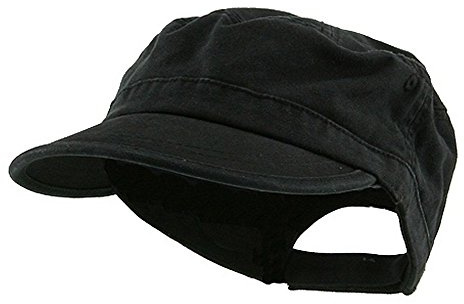 Wholesale Enzyme Washed Cotton Army Cadet Castro Hats Black 20766 One Size Black One Size