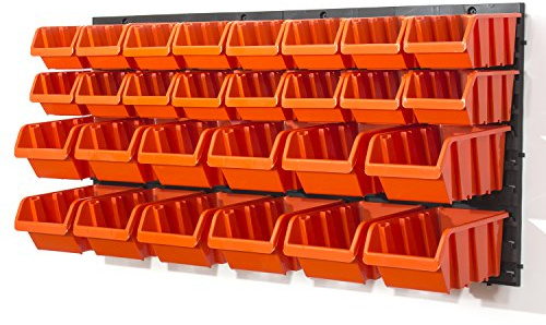 Tableau a outils avec boites de rangement 30 elements orange combinaison murale
