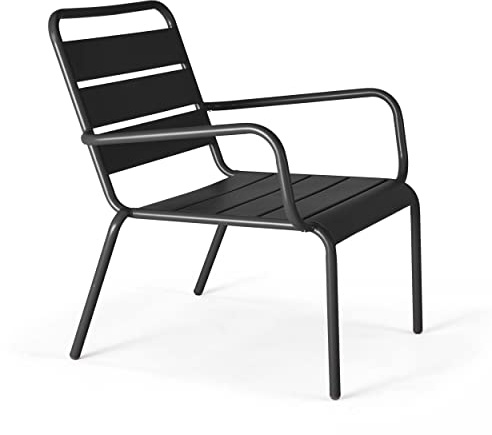 Oviala Fauteuil de Jardin Bas Relax Acier Anthracite - Palavas