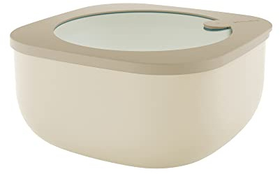 Guzzini Store&More Kitchen Active Design Contenitori Ermetici Bassi per Frigo/Freezer/ Microonde (L), 19.5 x 19.5 x 9.3 cm, Marrone (Clay)