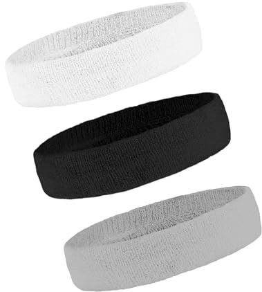 OutdoorEssentials Bandas para el Sudor y Pulseras para Hombres y Mujeres - Paquete múltiple de Diademas o Pulseras de Tela de Rizo para Entrenamiento, Tenis, Baloncesto, fútbol, ??Gimnasio