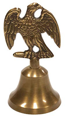 Schooner Bay Co. - 5 Antiqued Polished Brass Eagle Hand Bell - Antique Vintage Style