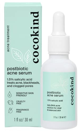 Cocokind Postbiotic Acne Serum, Salicylic Acid Serum and BHA Liquid Exfoliant - Exfoliating, Brightening and Hydrating Serum