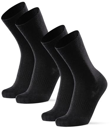 DANISH ENDURANCE Merino Liner Wandersocken, Unterziehsocken, Anti-Blasen, Leicht, Herren & Damen, 2 oder 4 Paar, Schwarz, 35-38