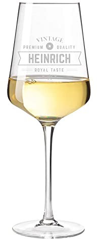 polar-effekt Leonardo Verre à vin Puccini avec gravure du nom – Verre à vin 560 ml Idée cadeau – Motif vintage – Wine, vino, verre, calice – moderne – classique – homme, femme – vin rouge, vin blanc