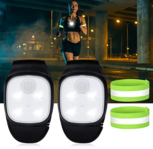 Aicharynic 2 PCS Lampada a LED con Clip, Luci da Corsa Clip Notte Luce Frontale Led Luce di Sicurezza Riflettente LED Ricaricabile luci Running mit 2 PCS Braccialetti di Sicurezza per Corsa Notturna