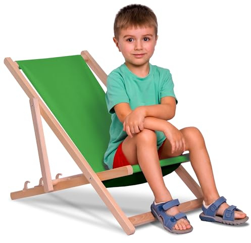 DreamRoots Sdraio Pieghevole Bambini 130kg - Sedia Pieghevole - Sdraio Legno Di Faggio - Sediolina Mare Bambini 100% poliestere 220 g/m2