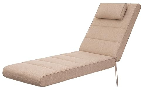 HOBBYGARDEN Cuscino per sedie o lettino, per esterni, 204 x 60 x 10 cm, beige