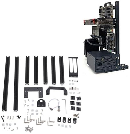 Yunseity ITX Open Chassis, Vertical Open Aluminum Frame Chassis Rack Test Bench, DIY Computer Motherboard Case Rack for ITX/17x17/17x19/ Motherboards