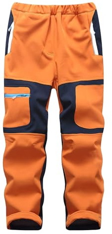 Yenwits Pantaloni da sci per bambini, imbottiti, impermeabili, termici, da trekking, da neve, invernali, per ragazzi e ragazze (9056, Orange01, 116-122, Colore: arancione., 116-122