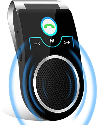 Bluetooth 5.0 Car Speaker, in Car Speakerphone, Bluetooth Receiver for Cell Phone Support Siri Google Voice Assistant, Built in Microphone&3W Speaker for Handsfree Calls, GPS, Music