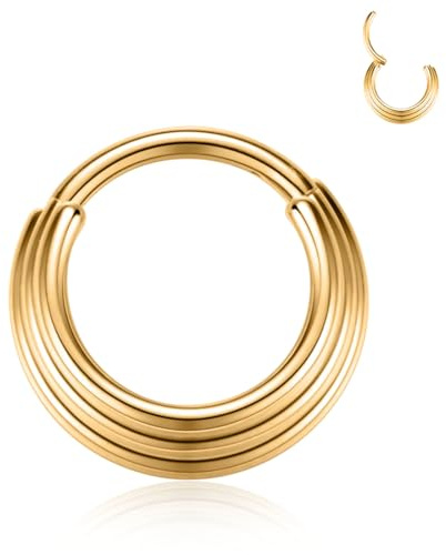 HENYQANN Piercing al Setto, Conchiglia, Naso, Daith Elica, Trago, Cartilagine, Labbro - Gioielli Oro, Argento, Oro Rosa, Arcobaleno, Nero 16G 8/10 mm