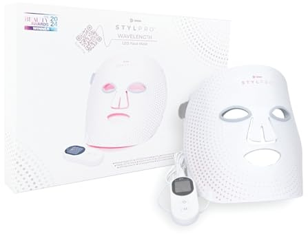 STYPRO Våglängd LED-ansiktsmask, hudvård i flera lägen med rött, blått, nära infrarött ljus för rynkor, hudfläckar, flexibel, uppladdningsbar, användarvänlig, designad i