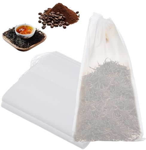 Nogeqi 30 Stück 25x15 cm Gewürzsäckchen zum Kochen Vliesstoff, Wiederverwendbare Gewürzsieb zum Mitkochen, Gewürzbeutel Spice Bags for Cooking mit Kordelzug für Kochen Gewürze Tee