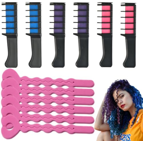 6 Pièces Peigne à Craie Cheveux, Coloration Temporaire Cheveux De Peigne, Peigne à Craie Cheveux Combo Lavable, Adapté Pour NoëL, Carnaval, FêTe, Utilisation De Cosplay