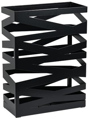 Dönges Premium Regenschirmständer 'Maxi' aus Metall mit Abtropfschale und Haken - Platzsparend 34x14x46 cm - Elegantes Schwarz - Ideal als Dekoration für Eingang & Flur