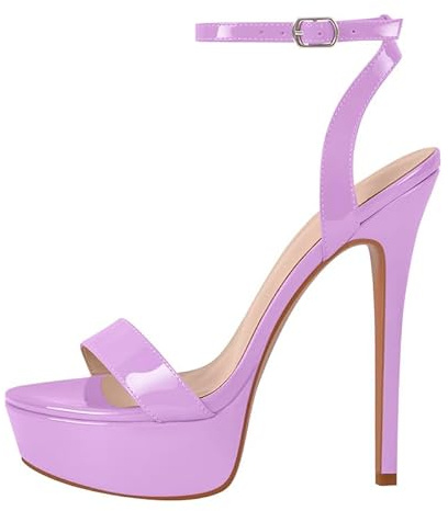blingqueen Strappy Heels Sandals for Women Stiletto Heel Ankle Strap Heel Pink Purple Platform Gladiator Sandals Buckle Up Heeled Sandals Crisscross Slingback Backless Sexy 6 Inch Heel for Women UK 6
