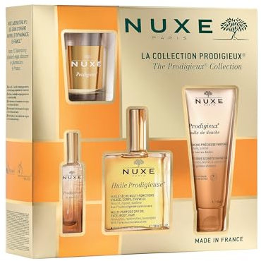 Nuxe Cofanetto Huile Prodigieuse Classico Olio 100ml + Profumo 15ml + Olio Doccia 100ml + Candela