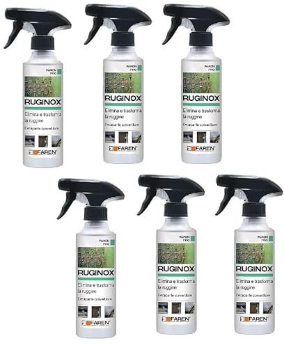 Faren RUGINOX Spray, Convertitore di Ruggine, Decapante, rimuove ossidazioni con azione immediata, Pronto per Stuccatura e Verniciatura, 250ml (6)